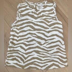 Loft Zebra Print Sleeveless Top - White and Tan